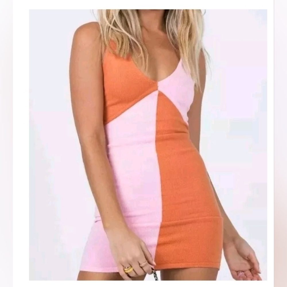 Princess Polly Sienna Mini Dress in Pink/Orange Size M/L - Picture 7 of 7